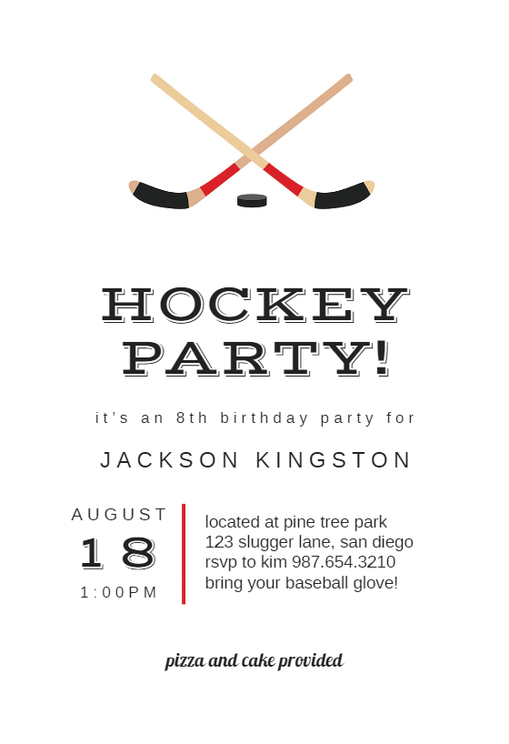 Free Printable Hockey Party Invitations